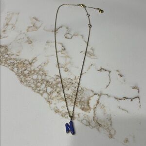 Baublebar Purple "N" Initial Pendant Gold Necklace